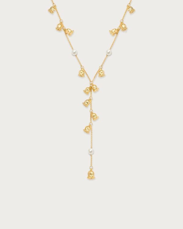 Lily of the Valley Pearl Lariat Necklace