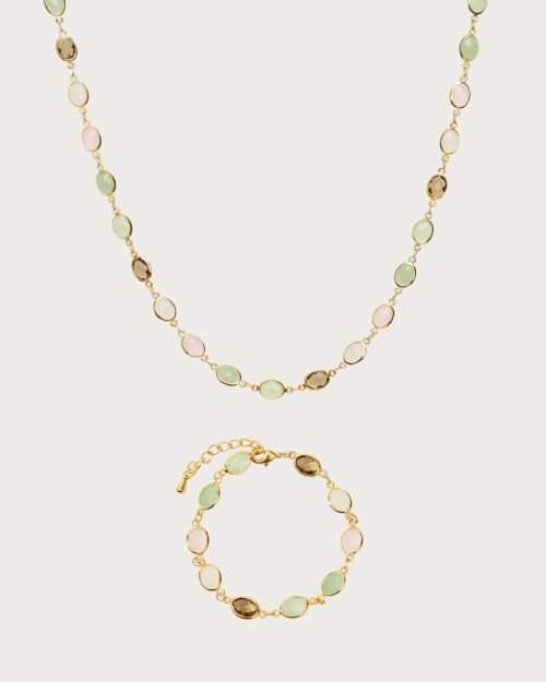 Whimsical Romance Stone Necklace and Bracelet Set