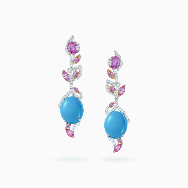 18K White & Rose Gold Turquoise & Diamond Ring