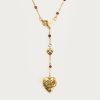 Carnelian Veil Lariat Necklace in Gold