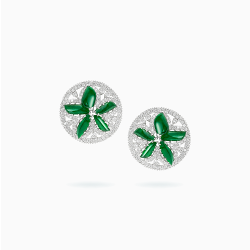 18K White Gold Emerald & Diamond Ring