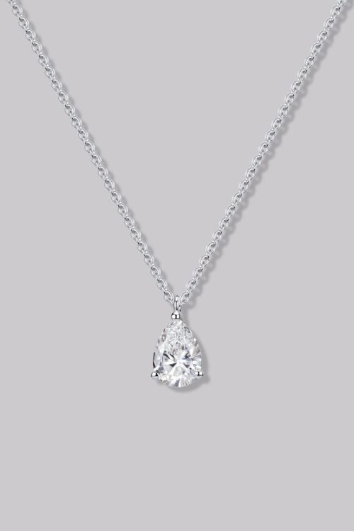 Solitaire Pear Diamond Necklace (0.70ct)