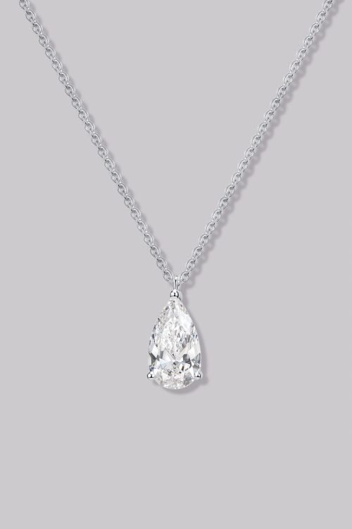 Solitaire Pear Diamond Necklace (1ct)