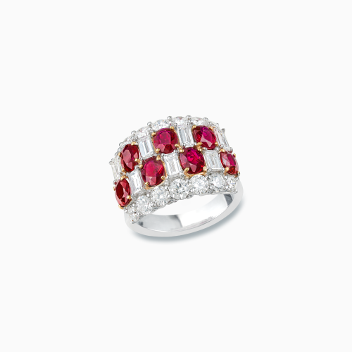 18K White & Rose Gold Ruby Diamond Ring
