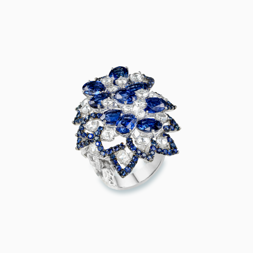 18K White Gold Sapphire & Diamond Ring