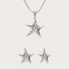Starfish Necklace & Earrings Set in Silver