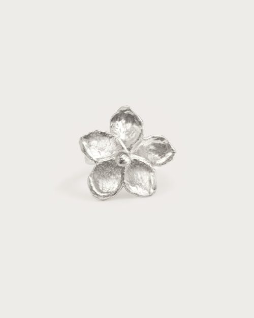 Textured Floral Ring in Silver