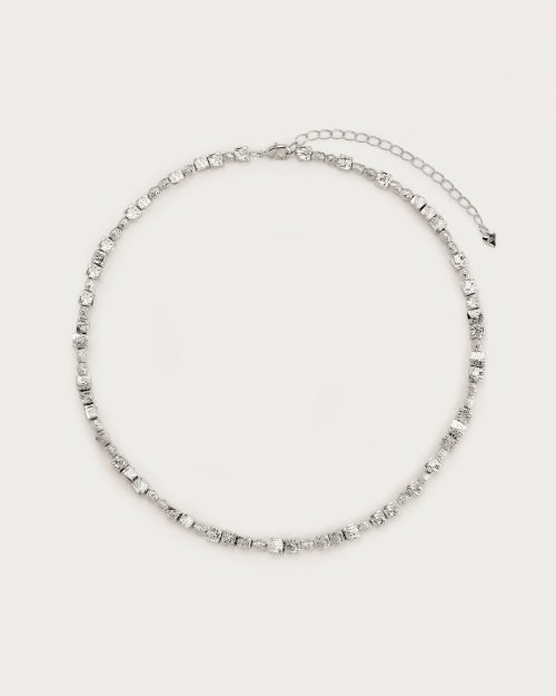 Textured Square Necklace in Silver