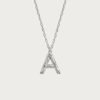 Textured Initial Letter Necklace in Silver
