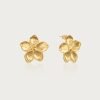 Gold Textured Floral Earrings