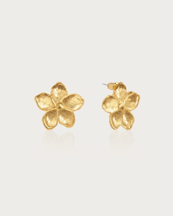 Gold Textured Floral Earrings