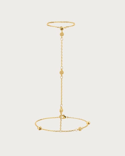 Golden Hojas Coin Hand Chain Bracelet