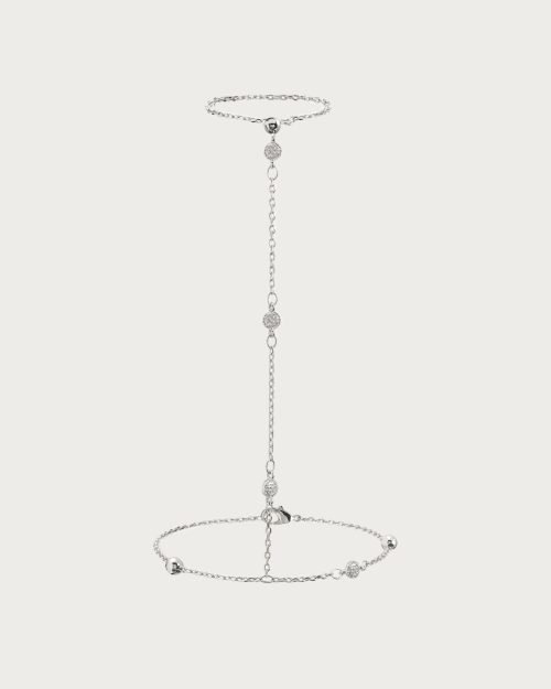 Hojas Coin Hand Chain Bracelet in Silver